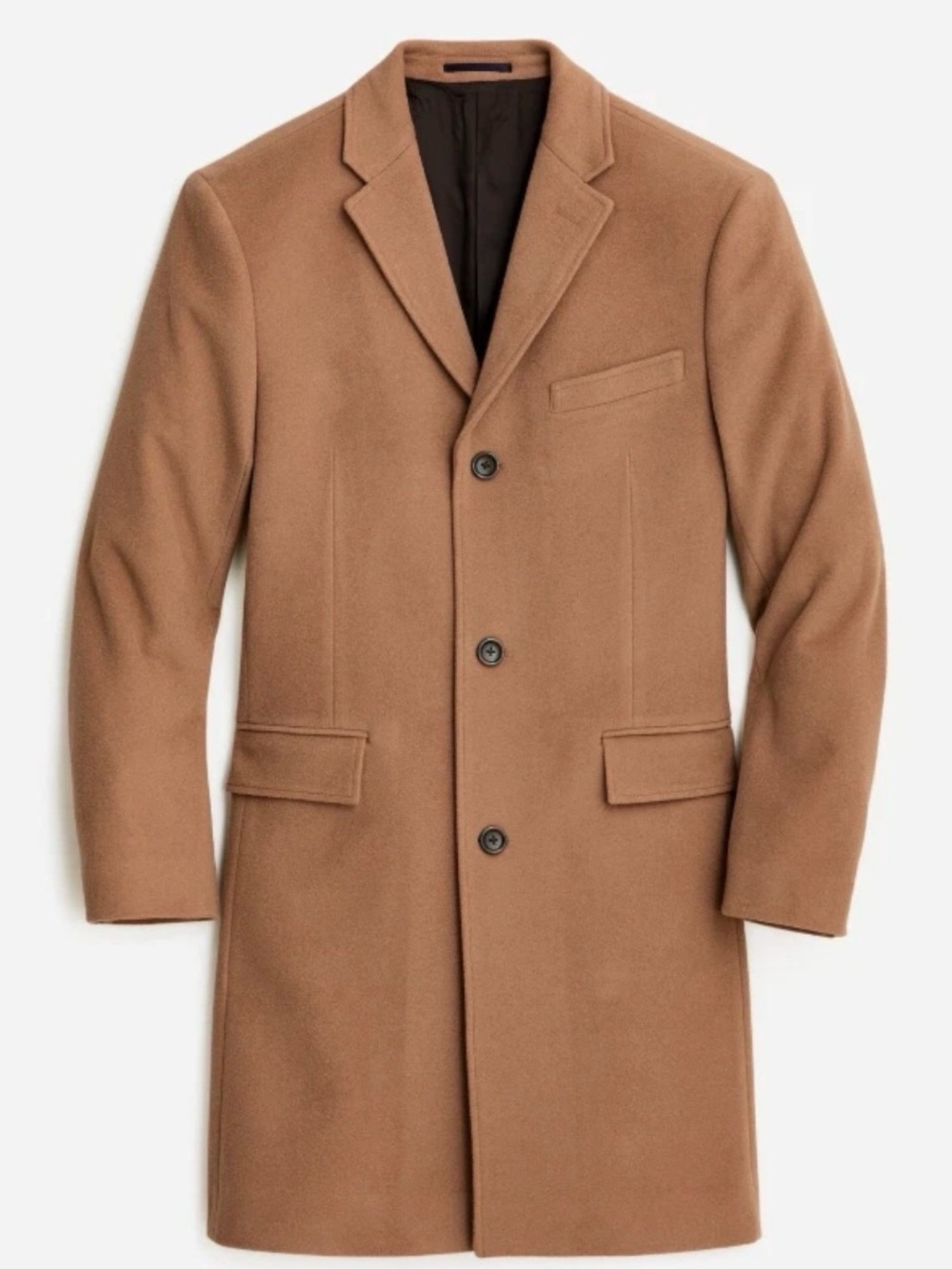 J.Crew Men's Overcoat Italian Wool-Cashmere High Tech Fabric Camel Size 42R